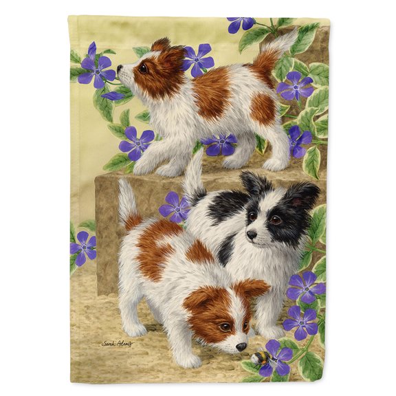 Papillon Pups Flag Canvas House Size