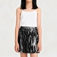 thumbnail image 2 of EnJoCho Girls Shiny Tutu Skirt Kids Metallic Tassel Pleated Min𝗂 Skirts Children Carniva𝗅 Ballet Dance Dress Elastic Waist Tutus, 2 of 4