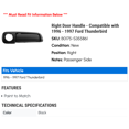 thumbnail image 2 of Right Door Handle - Compatible with 1996 - 1997 Ford Thunderbird, 2 of 2