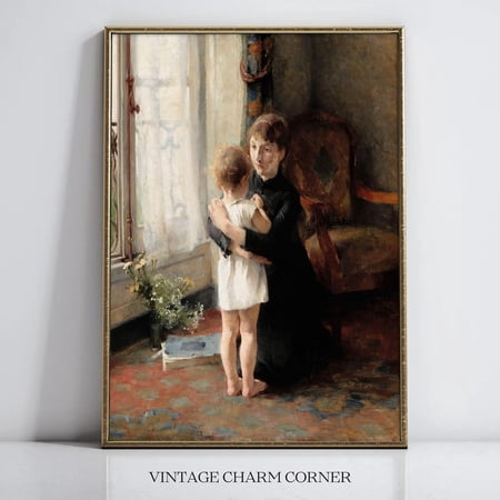 Vintage Mother Child Victorian Unframed Paper Print