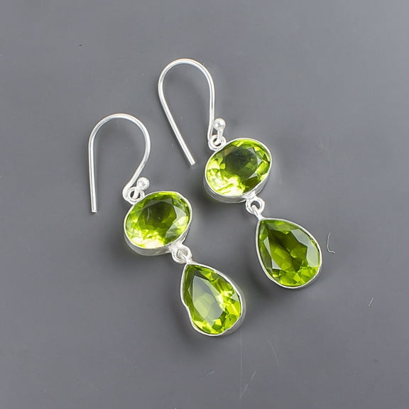 PERIDOT Earrings 925 Sterling Silver Jewelry