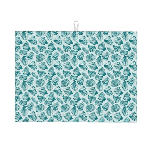 Fotbe Teal turquoise shell Alfombrilla de Secado para Cocina con Estampado, 18x24 Pulgadas