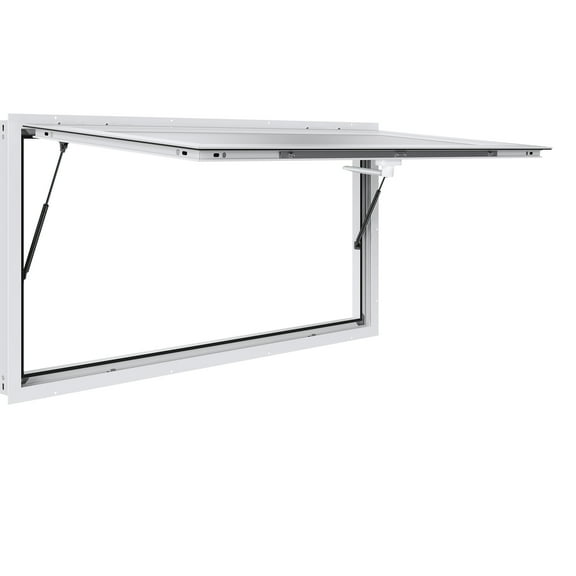 KFFKFF Food Service Window 74"x40", Composed of Aluminum Alloy with an Awning Door & Drag Hook, Capable of Standing up to 85 Degrees, Ideal for Food Trucks and Concession Trailers, Glass Not Supplied