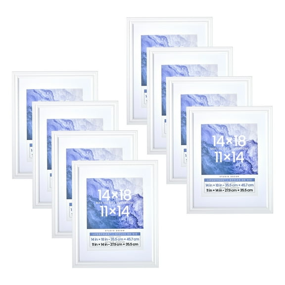 Studio Decor White 11" x 14" Frame with Mat, Lifestyles, 8 Pack