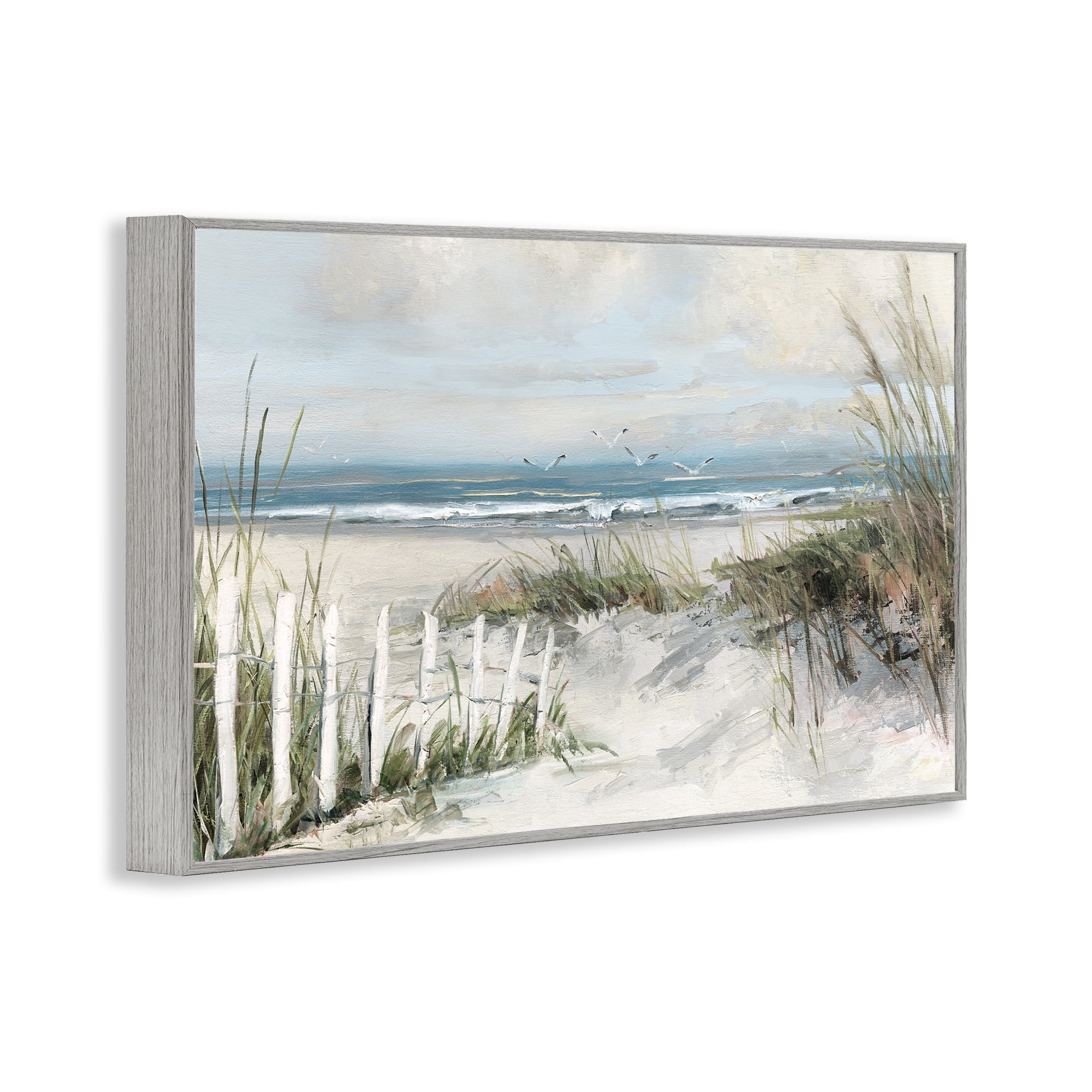 Stupell Industries Dunes With Weathered Fence Gray Framed Giclee Art, design by Sally Swatland