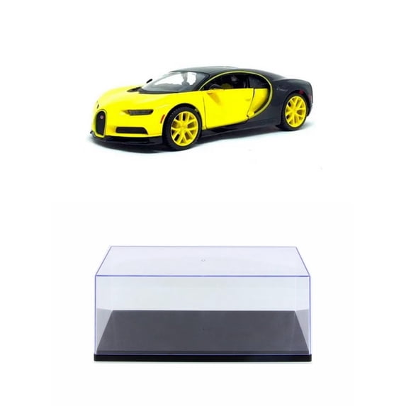 Diecast Car w/Display Case - Bugatti Chiron, Yellow - Showcasts 34514 - 1/24 Scale Diecast Model Toy Car