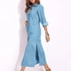 thumbnail image 4 of Vestido de mezclilla con solapa para mujer elegante vestido con abertura lateral cárdigan de color sólido vestido camisero, 4 of 9
