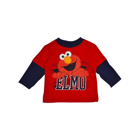 Elmo Elmo Little Boys Black Red Cartoon Character Print Twofer