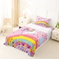 thumbnail image 5 of Manfei Dreamy Unicorn Pattern Twin Sheets,Kawaii Flowers Bedding,Pink,3-Piece,1 Fitted Sheet and 1 Pillowcase, 5 of 6