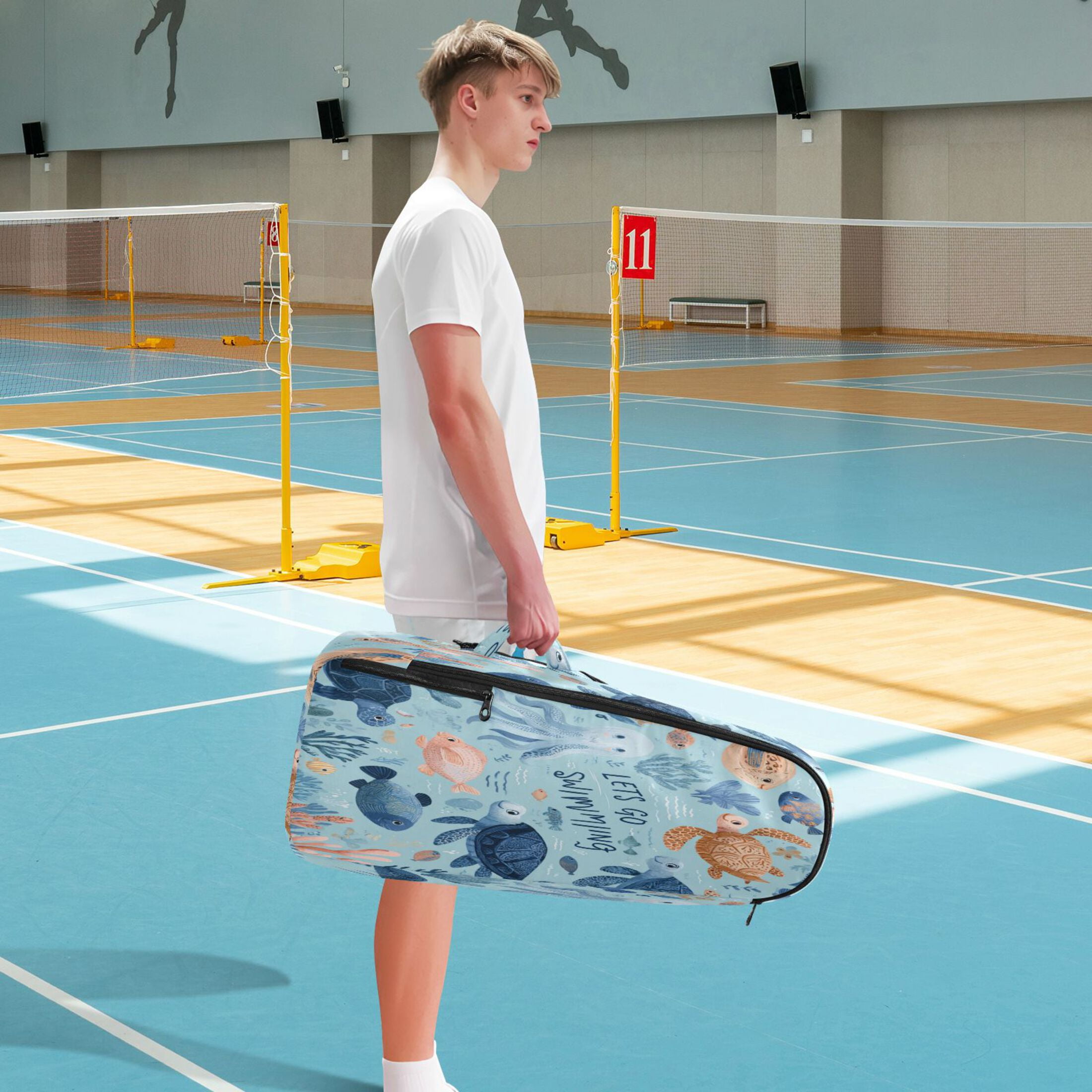 2 Racquet Holder Tennis Backpack Tennis Racket Covers Gym Bags Sea Creatures