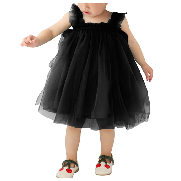Godom Little Girls Dress Ruffle Short Sleeve Swing Flowy Casual Sundress Long Dress