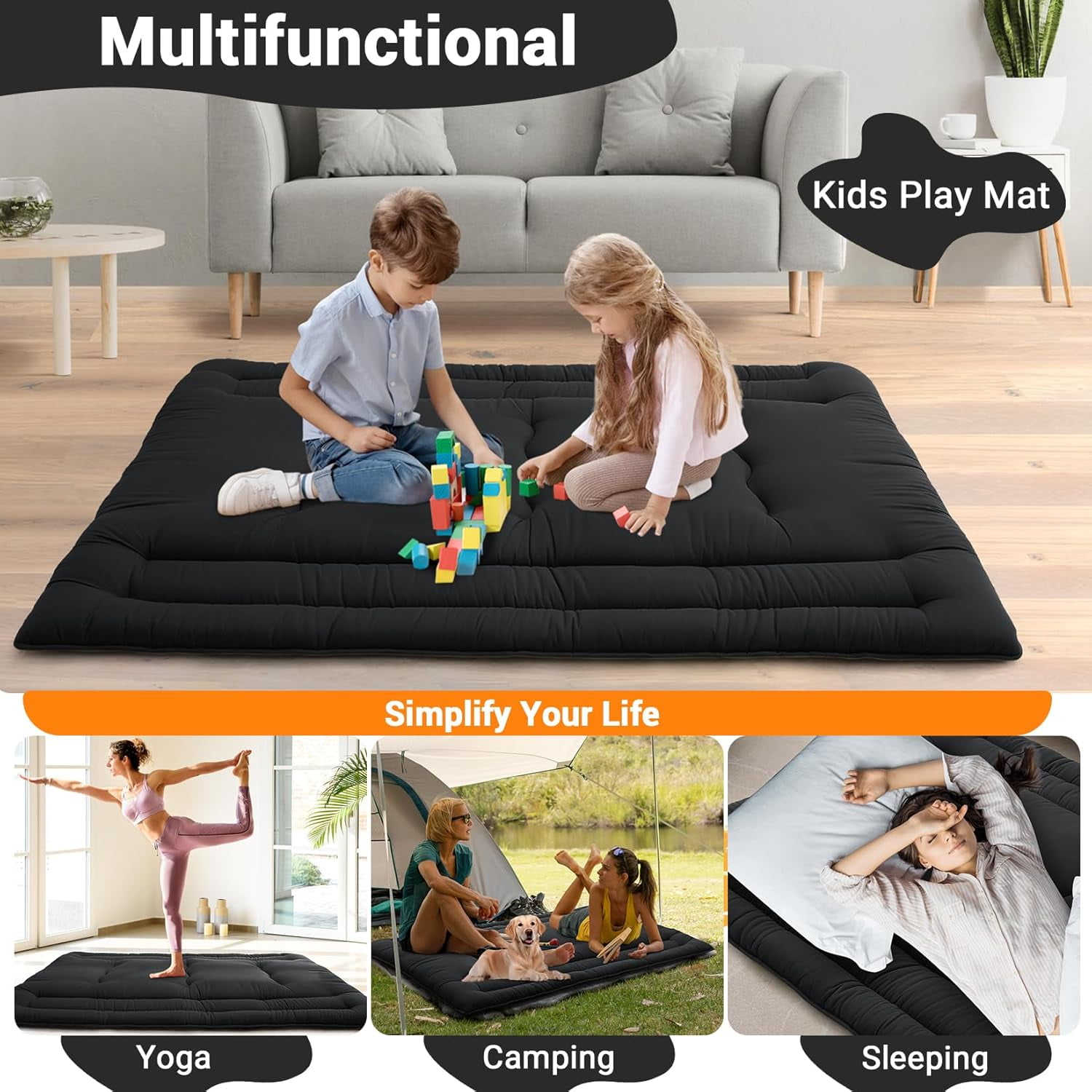 Futon Mattress Twin/Full Size, Japanese Floor Mattress Foldable Sleeping Mattress, Roll Up Floor Bed Mattress for Easy Storage, Tatami Mat Japanese Floor Bed for Dorm Camping
