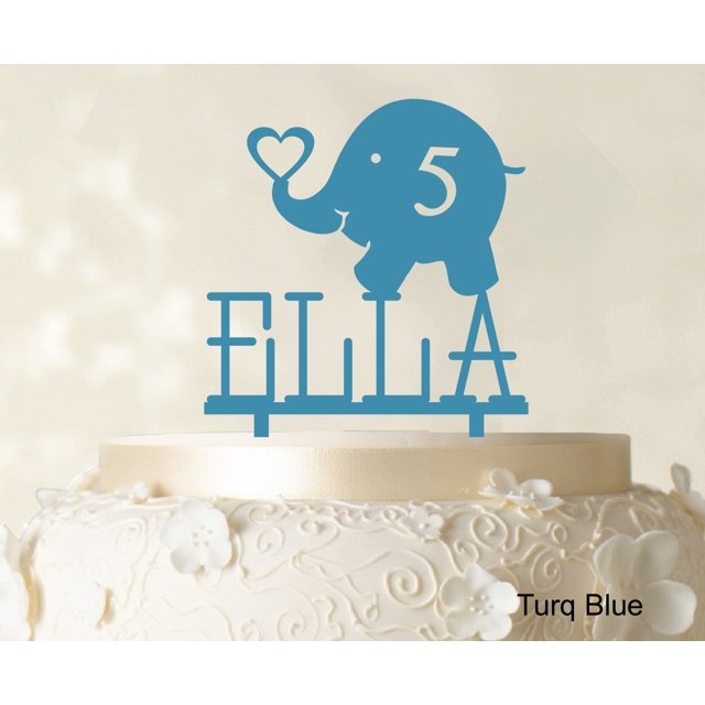 Custom Birthday Cake Topper Personalized Turquoise Blue Cake Topper Color Option Available 5-7 Inches Wide