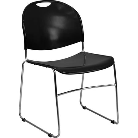 Black Ultra Compact School Stack Chair Office Guest Chair