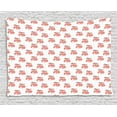 thumbnail image 1 of Fox Tapestry, Ethnic Inspirations in Hand Drawn Forest Animal Pattern with Dotted Background, Wall Hanging for Bedroom Living Room Dorm Decor, 60W X 40L Inches, Coral Seafoam Black, by Ambesonne, 1 of 2
