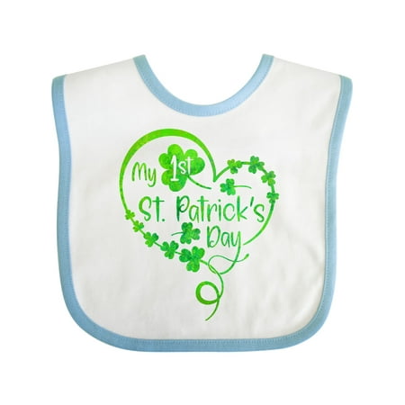 

Inktastic My 1st St. Patrick s Day Shamrock Heart in Green Gift Baby Boy or Baby Girl Bib