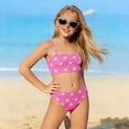 thumbnail image 4 of Tfken Swimsuit Set Outfits For Teen Girls Summer Swim Beach 2 Piece Bikini Vest With Swimming Trunks Set Swimwear Sleeveless Quick Dry Chlid Breathable Bathing Suits Size 10-11 Years Pink, 4 of 6