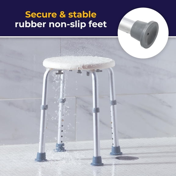 Vaunn Medical Lightweight Bath Stool for Shower and Tub, 300 lb Capacity Adjustable Height Safety Seat for Seniors Handicap Adults, White
