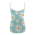 thumbnail image 4 of Fshinging 2026 Summer Fashion Tank Top for Women Pleated Spaghetti Strap Camisole Sleeveless Floral Print Holiday Cami Undershirts Mint Green XXL, 4 of 5