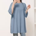 thumbnail image 4 of Mittory Women's Oversized Cotton T Shirts Slit Hem Crewneck Tunic Tops Basic Solid Short Sleeve Comfy Long Tee Shirt, 4 of 4