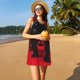 thumbnail image 3 of Easygdp Panther Red Background para Vestido Transpirable de Mujer, Vestido Suelto de Manga Corta con Pliegues y Bolsillos para el Verano, 3 of 7