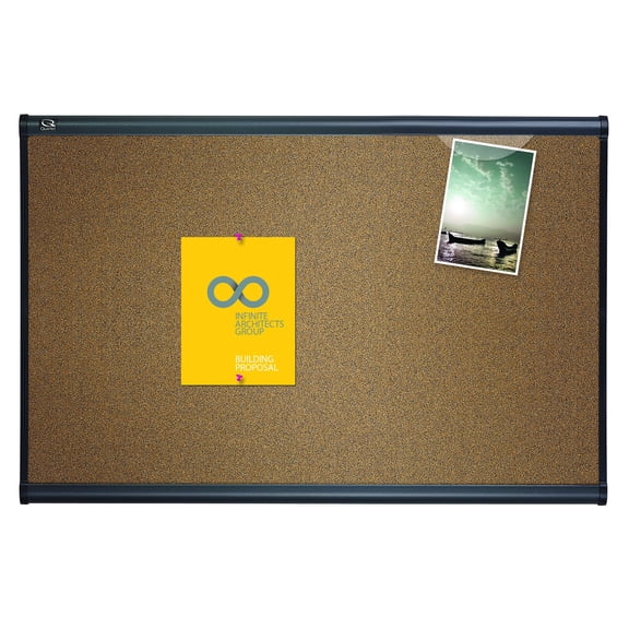 Quartet Prestige Colored Cork Bulletin Board Self-Healing Graphite Frame 4 x 3 -