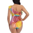 thumbnail image 5 of Gaeub Colorful Wool Balls Women's One Shoulder Ruffle Tummy Control Swimwear for Swimming Surfing Beach Party - XX-Large, 5 of 8