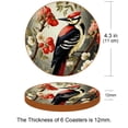thumbnail image 3 of Woodpecker 6pcs Round Coasters Set, Microfiber Leather Drink Coasters, 11x11 cm/4.3x4.3 in, Heat- Cup Coasters for Tabletop, 3 of 6