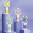 thumbnail image 1 of Ventilador USB de mano con soporte para el teléfono - Mini ventilador portátil, refrigeración turbo de 5 aspas, recargable USB, morado, verde, rosa amarillo, 1 of 7
