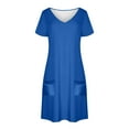 thumbnail image 6 of AherBiu Summer Dresses for Women Casual Loose Fitting V Neck Short Sleeve Tshirt Tunic Dress with Pockets, 6 of 6