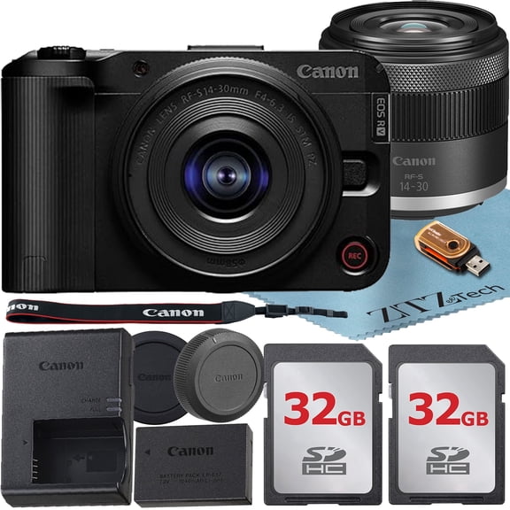 Canon EOS R50 V Mirrorless Camera with 14-30mm PowerZoom Lens   2 Pack 32GB Memory Card   ZeeTech Accessory Bundle (International Version)