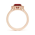 thumbnail image 2 of ANGARA Lab Grown 4 Ct Prong-Set Emerald-Cut Ruby Halo Engagement Ring for Women in 14K Rose Gold (Size-10x8mm) | July Birthstone, Birthday, Anniversary, Jewelry Gift for Women | Lab-Grown Ruby Ring, 2 of 7