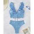 thumbnail image 1 of Bikini con volantes para mujer, traje de baño de dos piezas con cuello en V, acolchado de realce, cintura alta, corte Sexy, para playa, 2024, 1 of 5