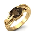 thumbnail image 2 of 925 Sterling Silver Gold Vermeil 9X7MM Oval Shape Smoky Quartz Solitaire Women Valentines Day Gifts Ring, 2 of 4