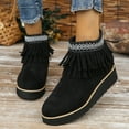 thumbnail image 4 of Leozcaa Women's Chelsea Wedge Boots Platform Casual Suede Slip on Wedge Ankle Booties Fringe Cowboy Boots, 4 of 9