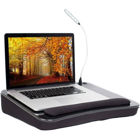 Sofia+Sam Memory Foam Lap Desk with USB Light and Wrist Rest, Black