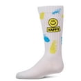 thumbnail image 2 of MeMoi Girls "Happy Face" Cotton-Blend Knee High Sock with Splatter Graphics - Girls - Female, 6, Neon Yellow, 2 of 4
