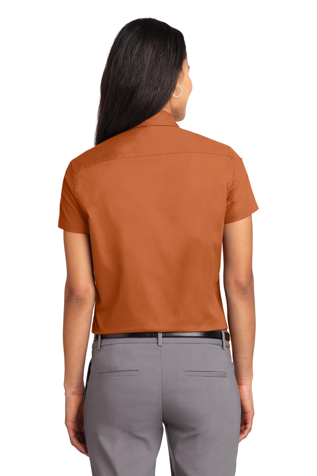 Port Authority Ladies Short Sleeve Easy Care Shirt-XS (Texas Orange/Light Stone) - image 2 of 6