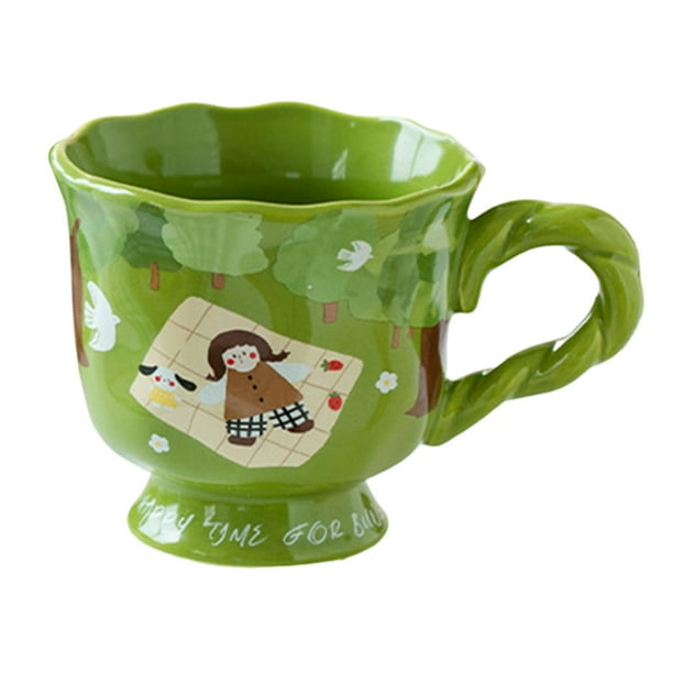 Taza de café de cerámica, taza de desayuno, vajilla creativa, de té grande hecha a mano con dibujos animados, para leche, esposa, oficina, dormitorio
