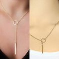 thumbnail image 3 of Lariat Necklace Bar Pendant Drop Delicate Choker Long Lariat Necklace Circle Statement Long Minimal Y Choker Necklace, 3 of 4