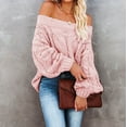 thumbnail image 2 of Kaliqueen Womens Sweaters Off Shoulder Long Sleeve Fall Winter Knit Pullover Tops Fashion Oversized Crew Neck LooseFit Woven Shirts, 2 of 8