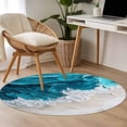 thumbnail image 5 of Watercolor Beach Wave Round Area Rugs 3 ft, Abstract Blue Ocean Washable Small Area Rug with Non-Slip Sturdy Edge Binding Round Front Door Mat Floor Carpet for Entryway, 5 of 9