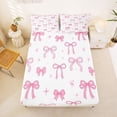 thumbnail image 5 of Manfei Ribbon Bow Full Size Sheets For Girls,Pink Coquette Bowknot Print Bed Sheets For Kids,4pcs, 5 of 6