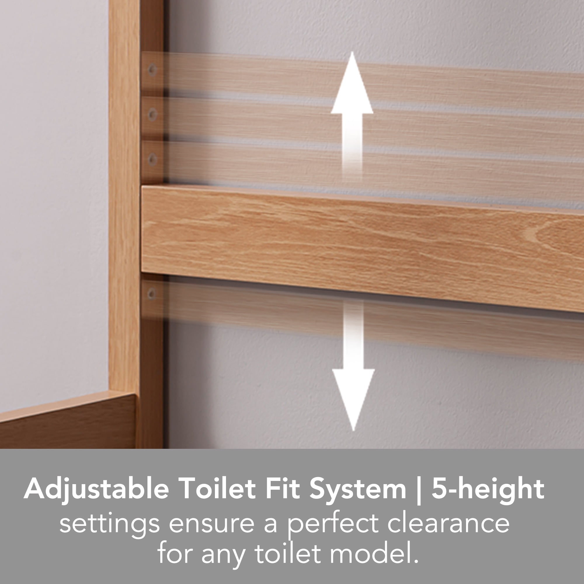 OONNEE 71" Arched Over the Toilet Storage Cabinet with 0.6" Thick MDF Frame, Freestanding Bathroom Organizer with 5-Position Adjustable Bar and Soft-Close Doors, Natural Wood