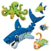 Bloco Toys Marines Creatures | STEM Toy | Shark, Octopus, Piranha, Deep Sea & Tropical Fish | DIY Educational Building Construction Set (235 Pieces)