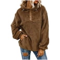 thumbnail image 1 of PVCS Womens Warm Faux Coat Jacket Winter Zipper Solid Long Sleeve Sweatshirt, 1 of 4