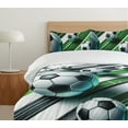 thumbnail image 4 of Ambesonne Soccer Themed Duvet Cover Set, Footballs and Stripes, Calking, Fern Green Off White Grey, 4 of 4