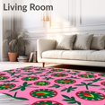 thumbnail image 2 of ODIKA 8'x10' Machine Washable Non-Slip Area Rug, Botanical Whirlwind Design with Dragonfly and Festive Petals High Traffic Rug, Pink, 620554, 2 of 7