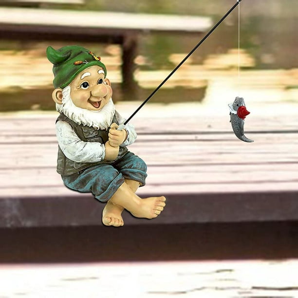 nipocaio Resin Miniature Fishing Dwarf Elf Figurines,Garden Fun