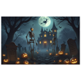 thumbnail image 1 of Spooky Scene Halloween Banner Gothic Theme Pumpkin Lantern Skeleton Design Cemetery Setting for Halloween Party Event Decor, 1 of 5